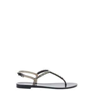 Menghi Women Sandals '102/Sw Bianca Jelly Flat' With Black Pvc Straps For Women